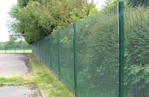 3D mesh panel installed on straight post used for fencing a trees area