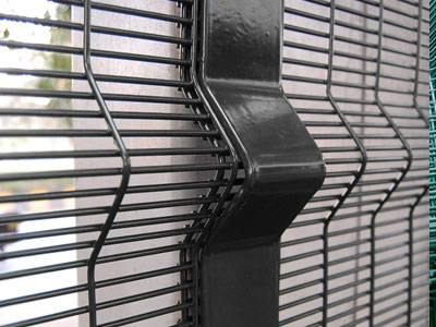 Extra high security fence made from black V bends 358 mesh panels.