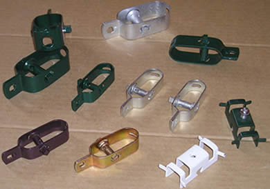 Metal post clips in powder coating or galvanized, green or red color